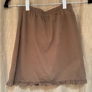 Greenish Brown Ruffle Hem Women's Skirt